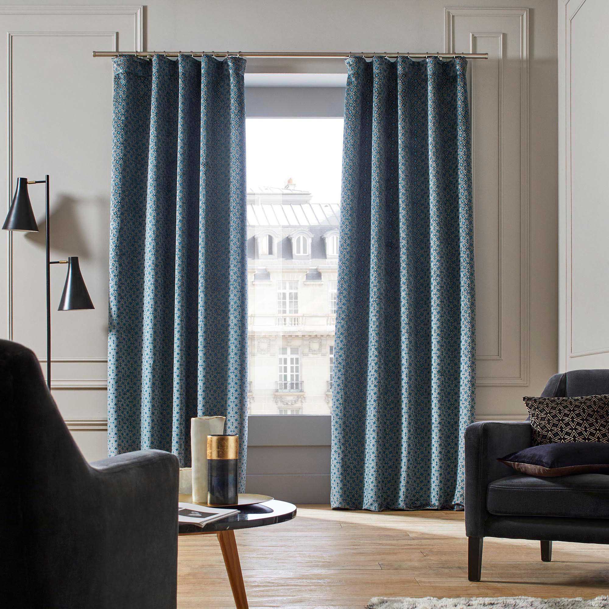 Rideau à galon fronceur OSCAR bleu turquoise foncé