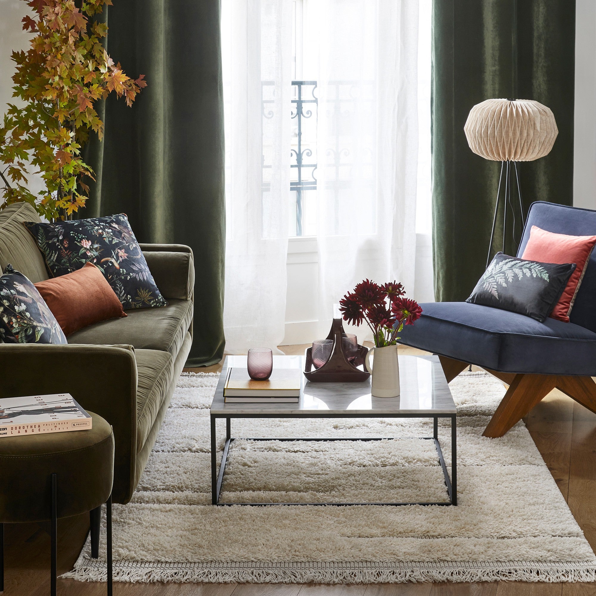 Rideau à oeillets dorés DARIO  kaki grisé