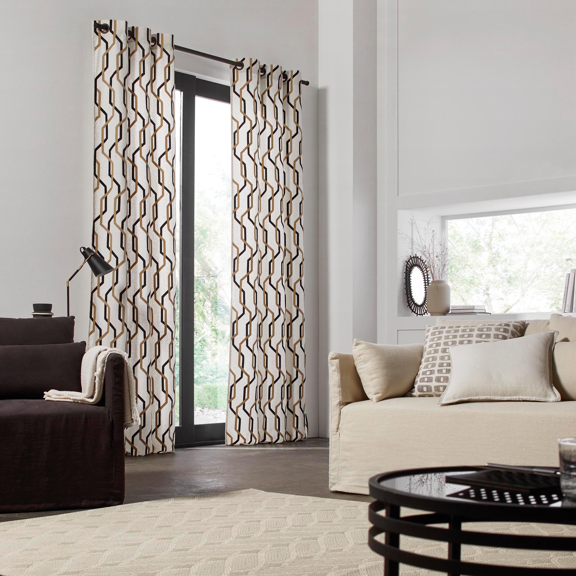 Rideau à oeillets noirs IDRIS naturel et noir