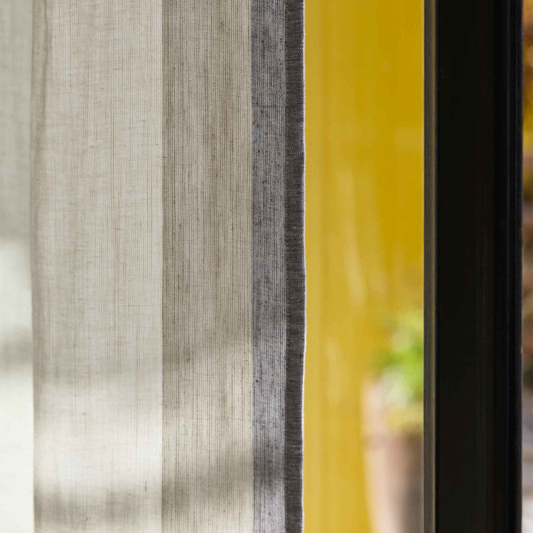 Rideau à oeillets ELIO blanc cassé et gris