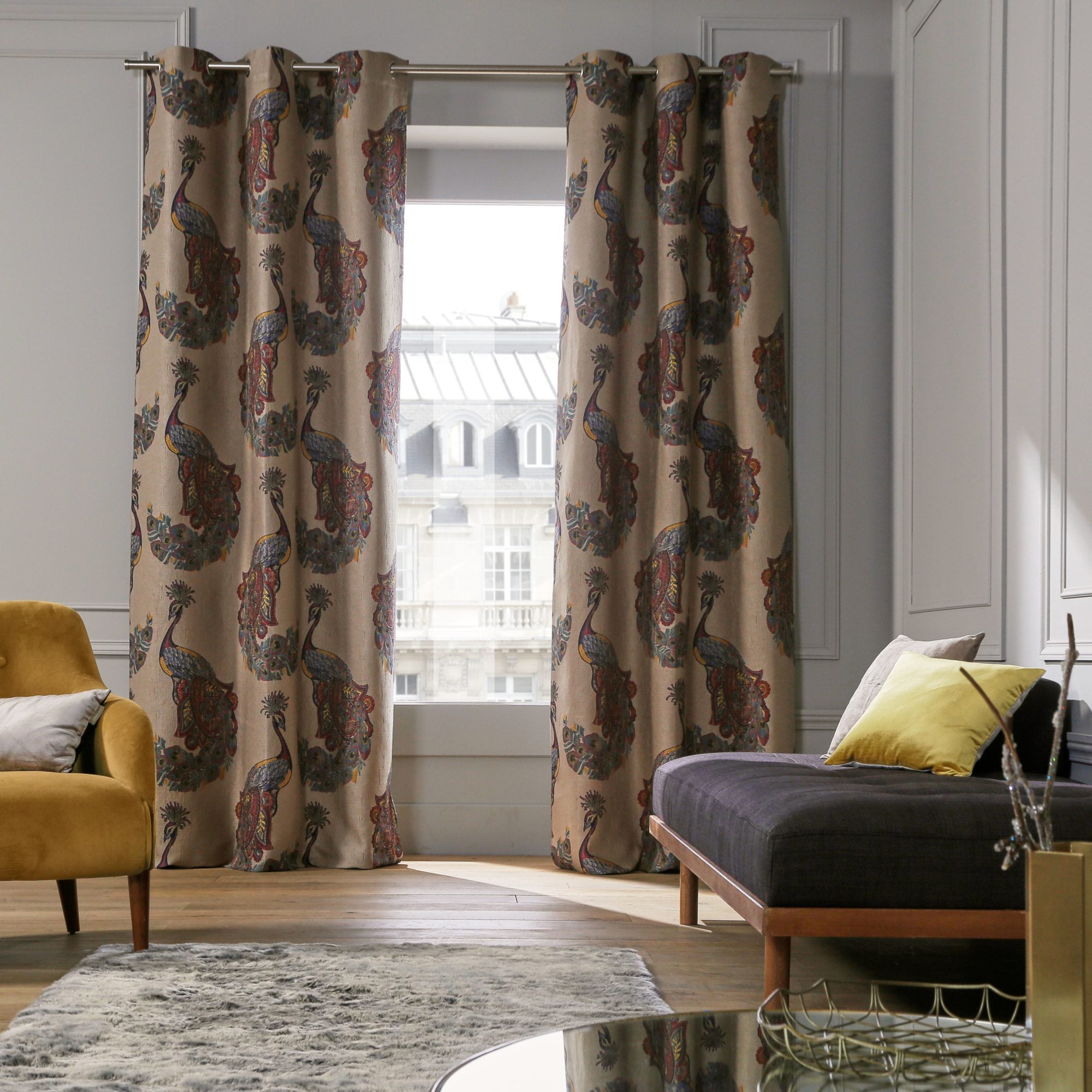 Rideau à oeillets INDRA taupe multicolore