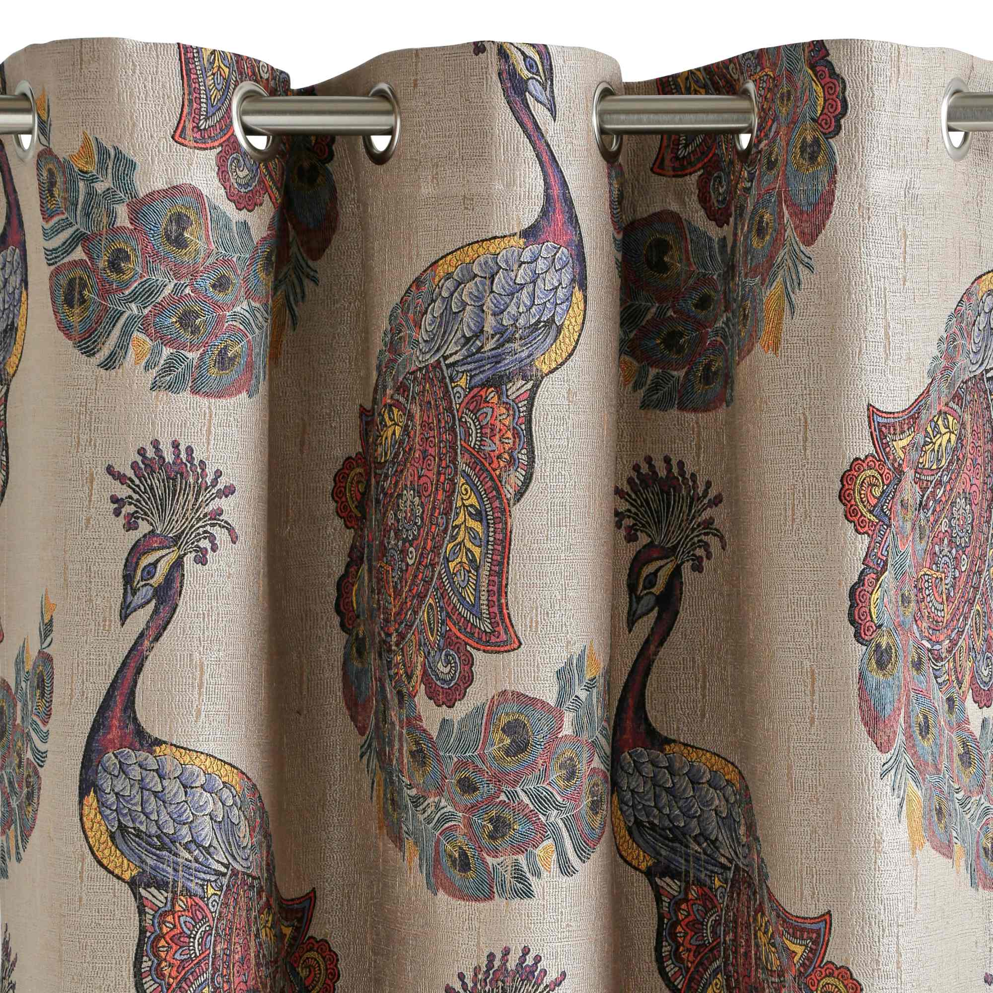 Rideau à oeillets INDRA taupe multicolore