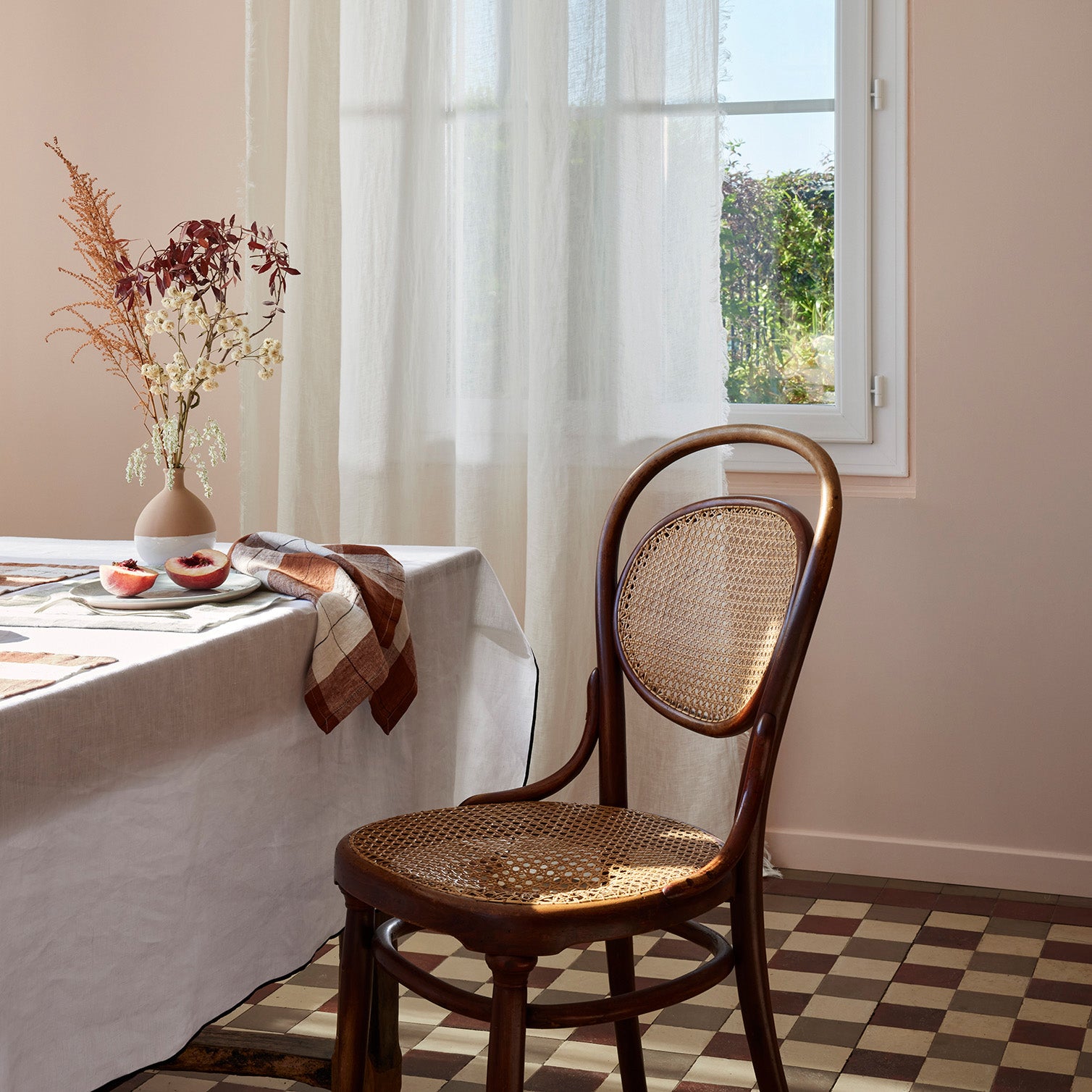 Serviette de table GREGORY brique et blanc cassé