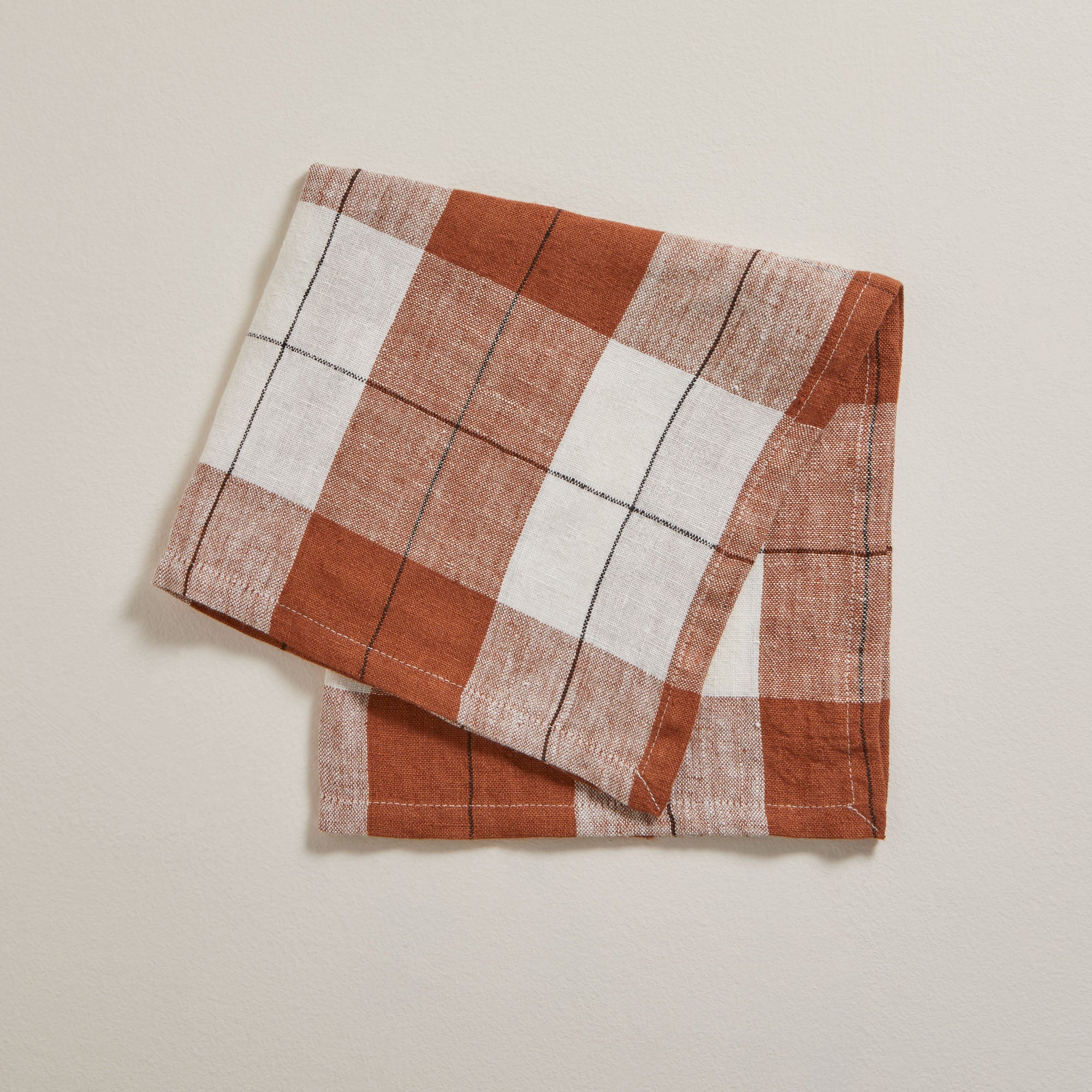 Serviette de table GREGORY brique et blanc cassé