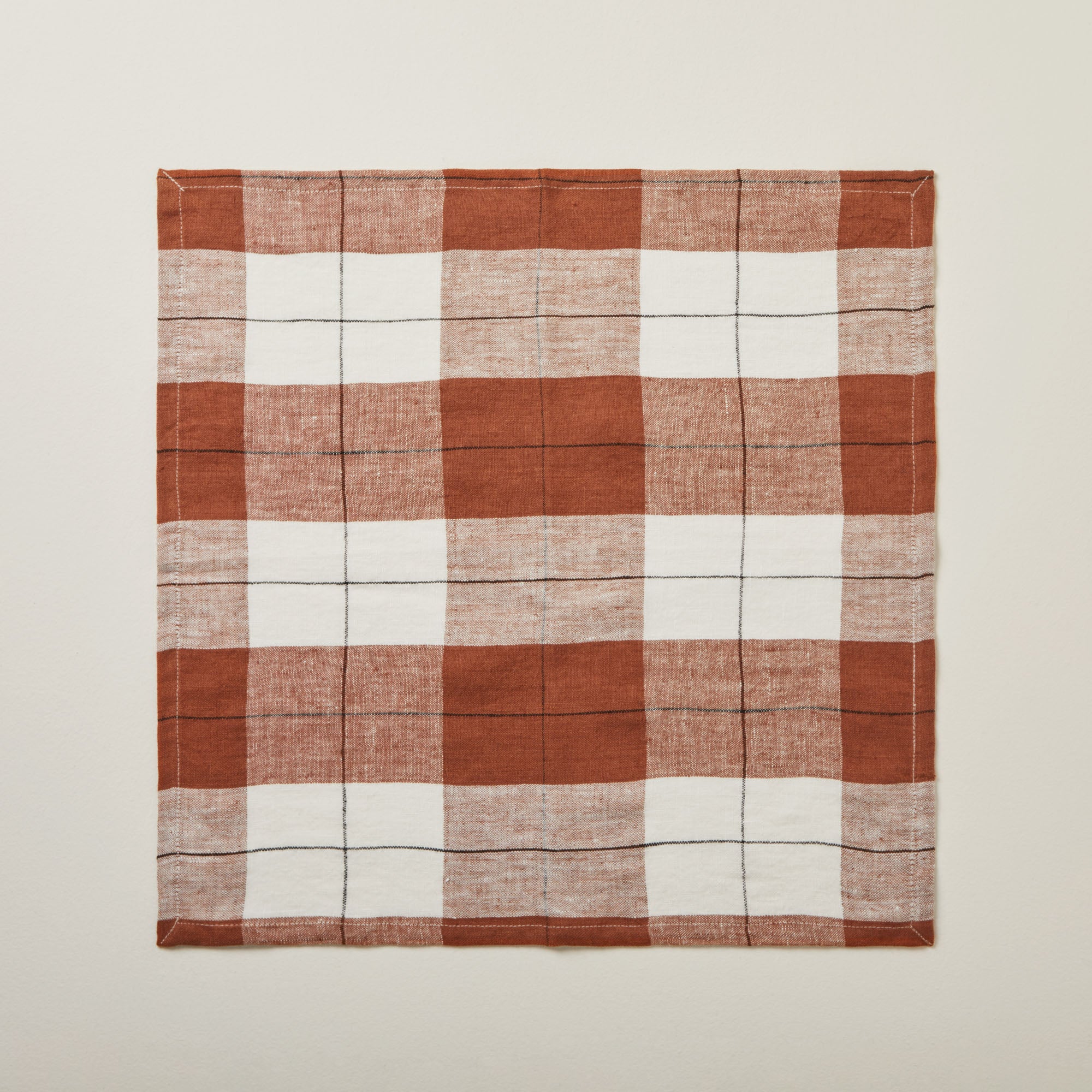 Serviette de table GREGORY brique et blanc cassé