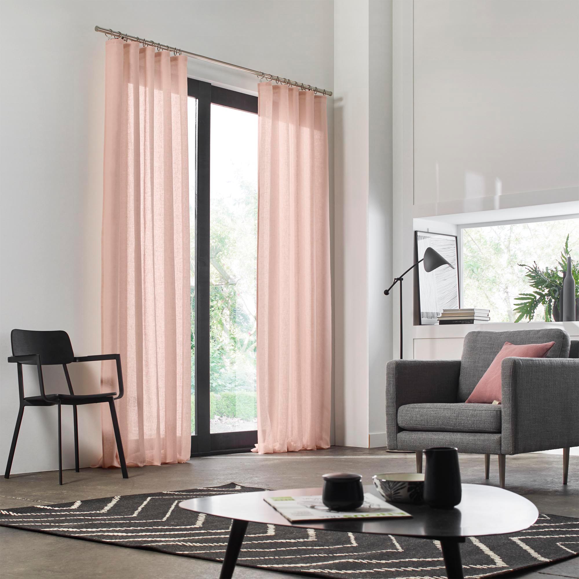 Voilage à galon fronceur SHADOW rose poudré